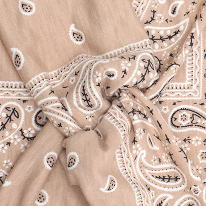 Bandeau Croisé Imprimé Paisley Beige