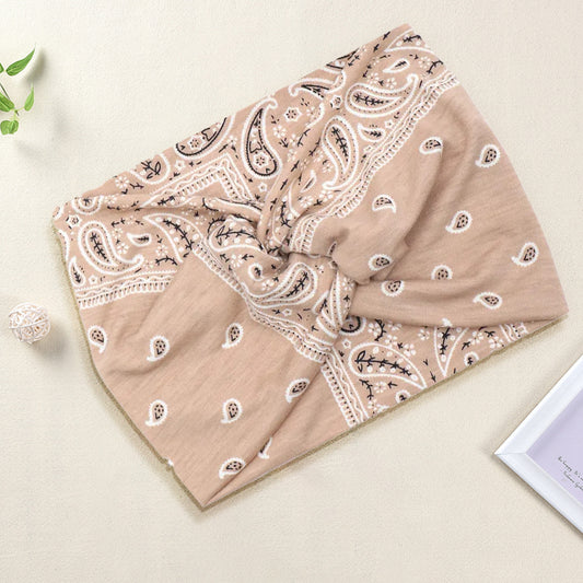 Bandeau casual style turban - Paisley Kaki Décontracté
