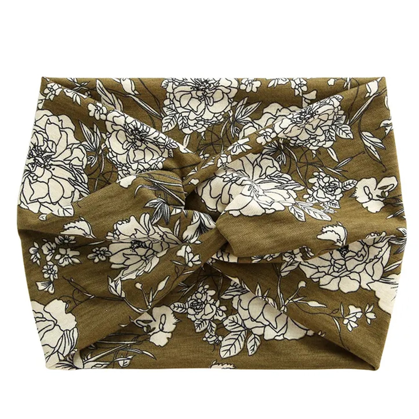 Bandeau Croisé Fleuri Vert - Collection Maëllya