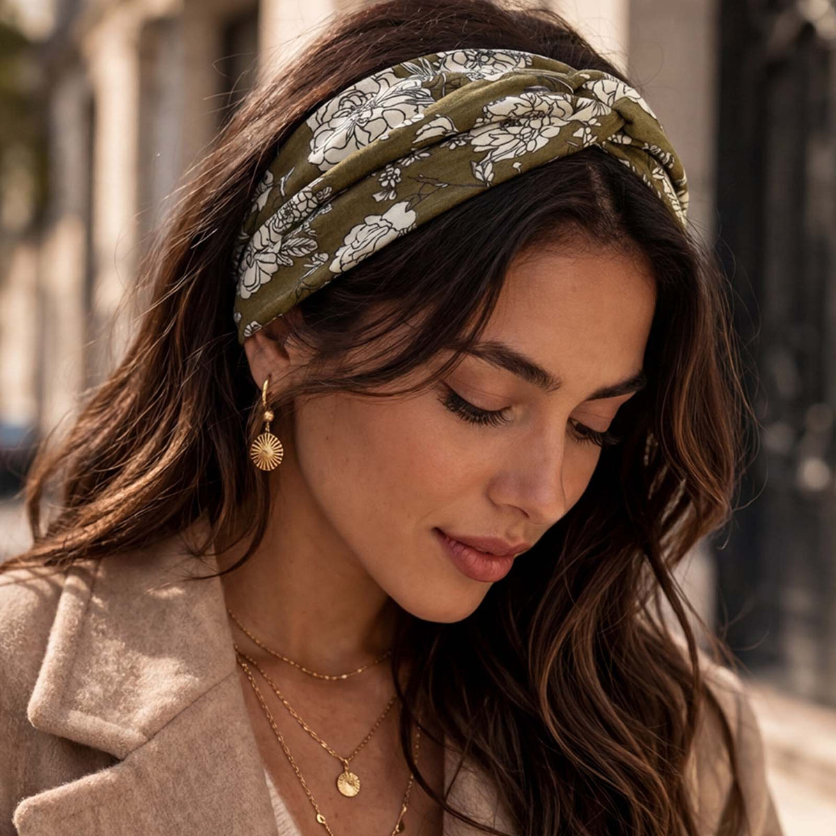 Bandeau Croisé Fleuri Maëllya Vert