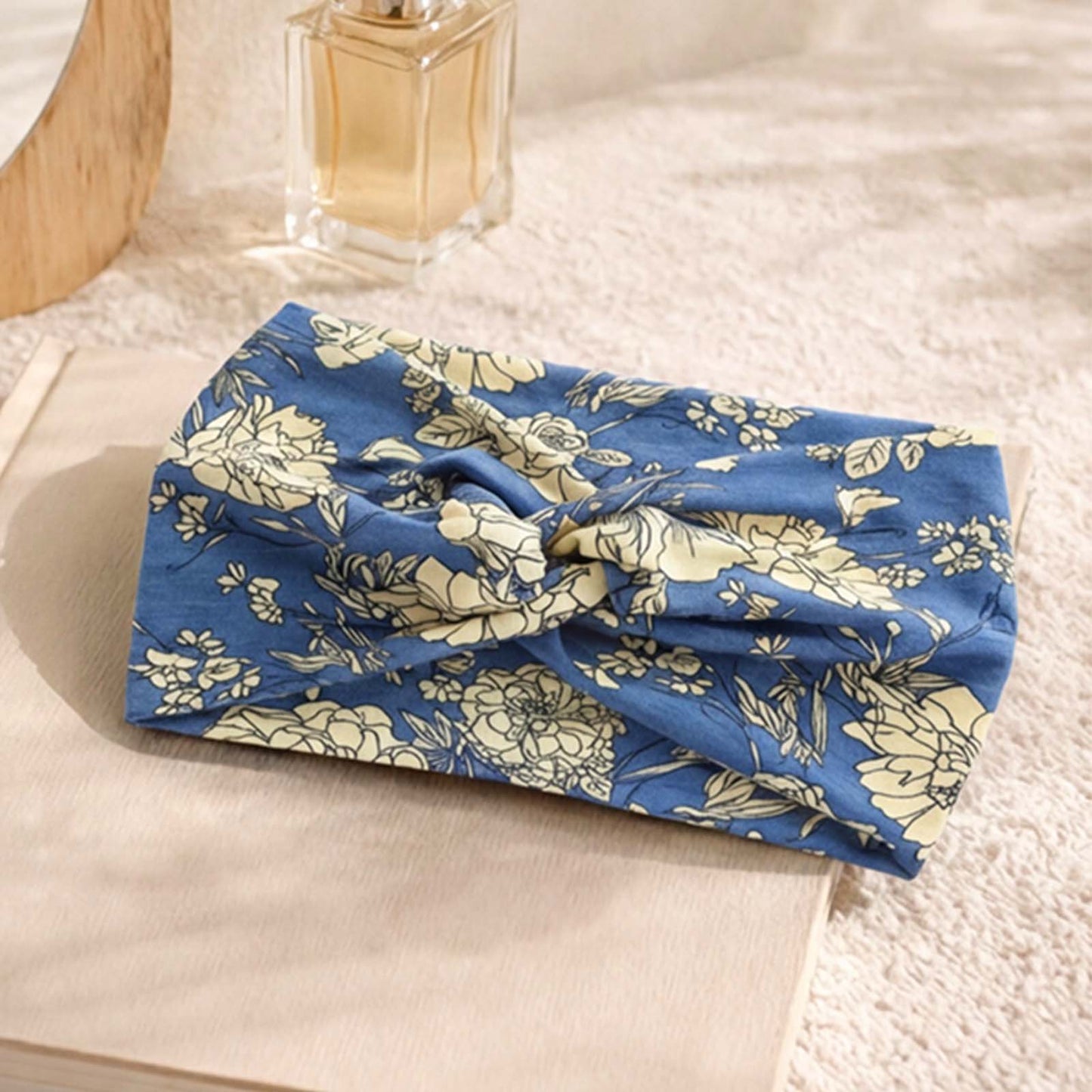 Bandeau Croisé Fleuri Maëllya Bleu Roi