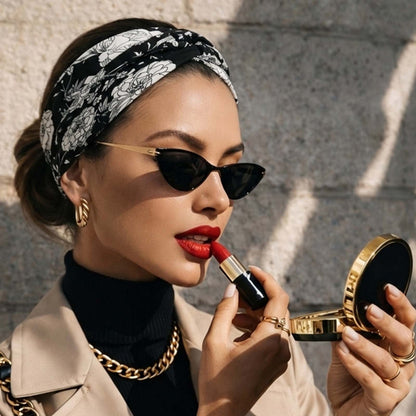 Bandeau Croisé Fleuri Maëllya Noir
