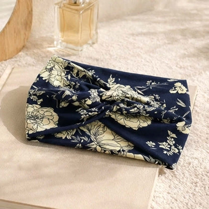 Bandeau Croisé Fleuri Maëllya Bleu Marine