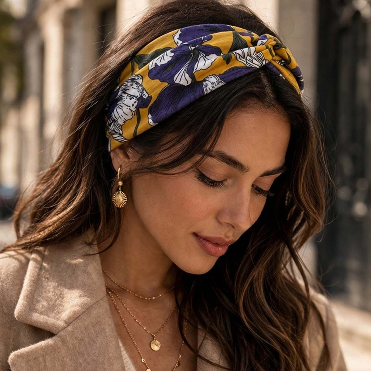 Bandeau Croisé Fleuri Maëllya Jaune