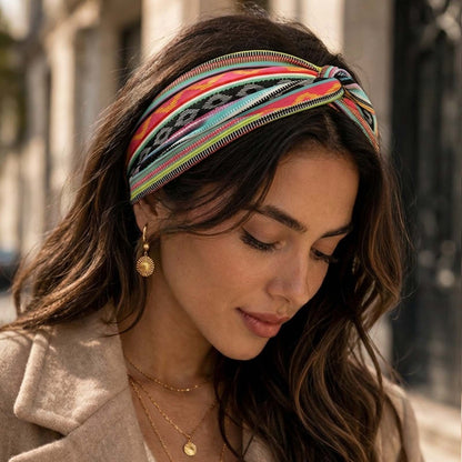 Bandeau Croisé Eva Imprimé Aztèque Multicolore