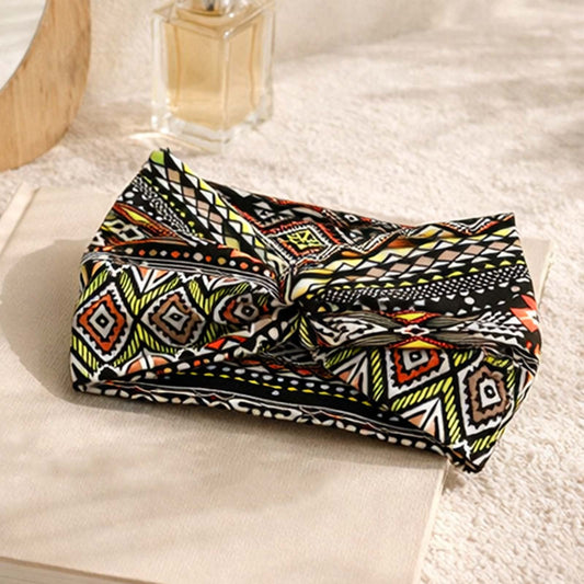 Bandeau Croisé Eva Imprimé Aztèque Jaune et Rouge