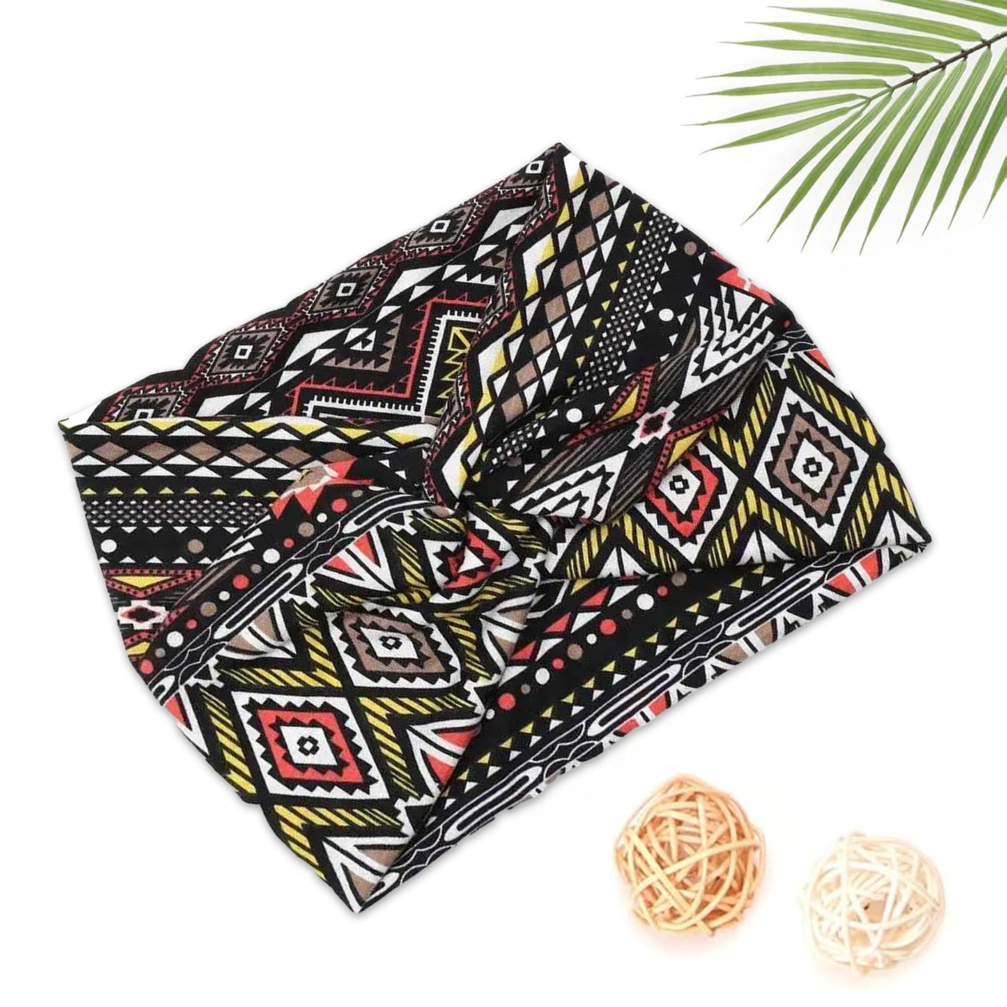 Bandeau Croisé Eva Imprimé Aztèque Jaune et Rouge