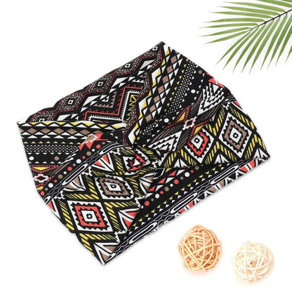 Bandeau Croisé Eva Imprimé Aztèque Jaune et Rouge