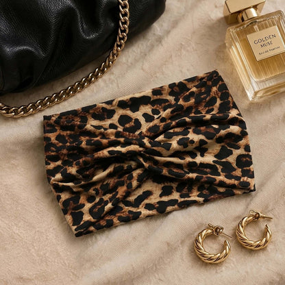 Bandeau Croisé Imprimé Léopard Brun