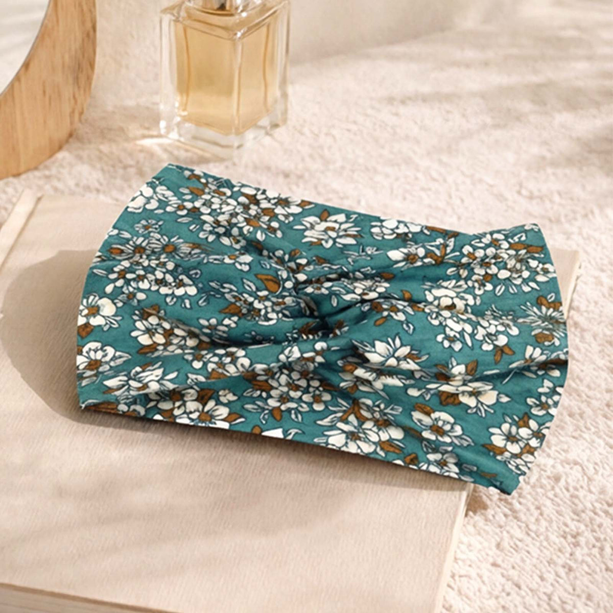 Bandeau Croisé Fleuri Maëllya Vert Canard