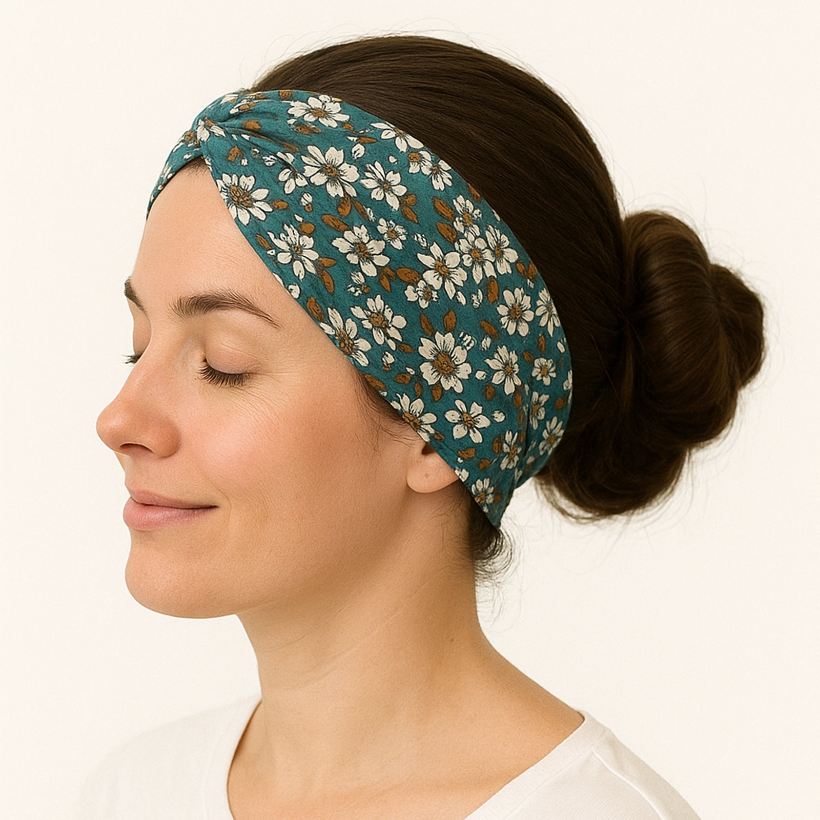 Bandeau Croisé Fleuri Bleu