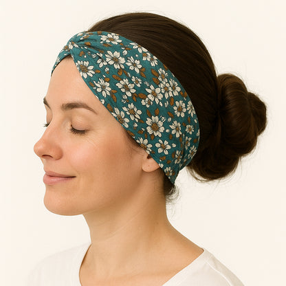 Bandeau Croisé Fleuri Bleu