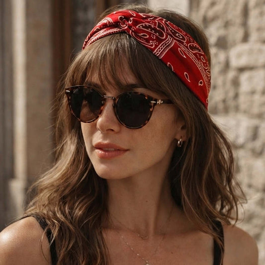 Bandeau Croisé Ginny Imprimé Paisley Rouge