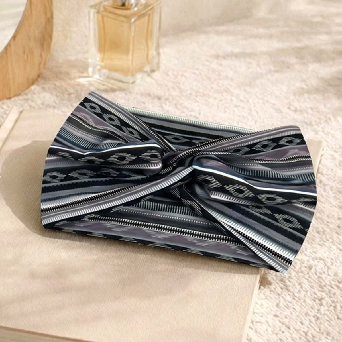Bandeau Croisé Imprimé Aztèque Gris