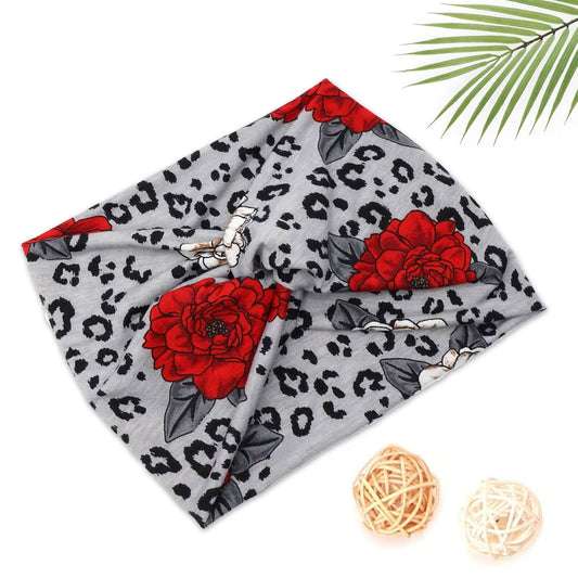 Bandeau Croisé Imprimé Léopard et Roses - Collection Raven