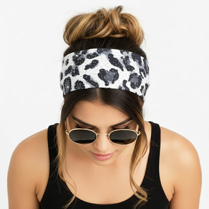 Bandeau Large Léopard Strassé Chloé en Coton Gris