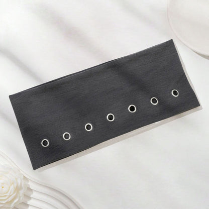 Bandeau Large à Œillets Métalliques Lexie en Coton Gris
