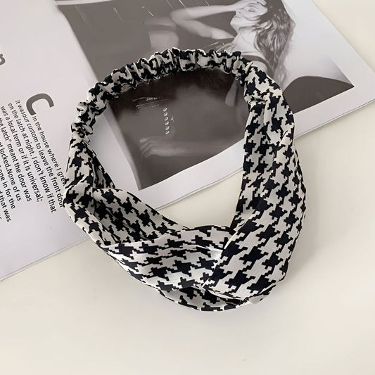 Bandeau Croisé Imprimé Pied de Poule - Collection Gwyneth
