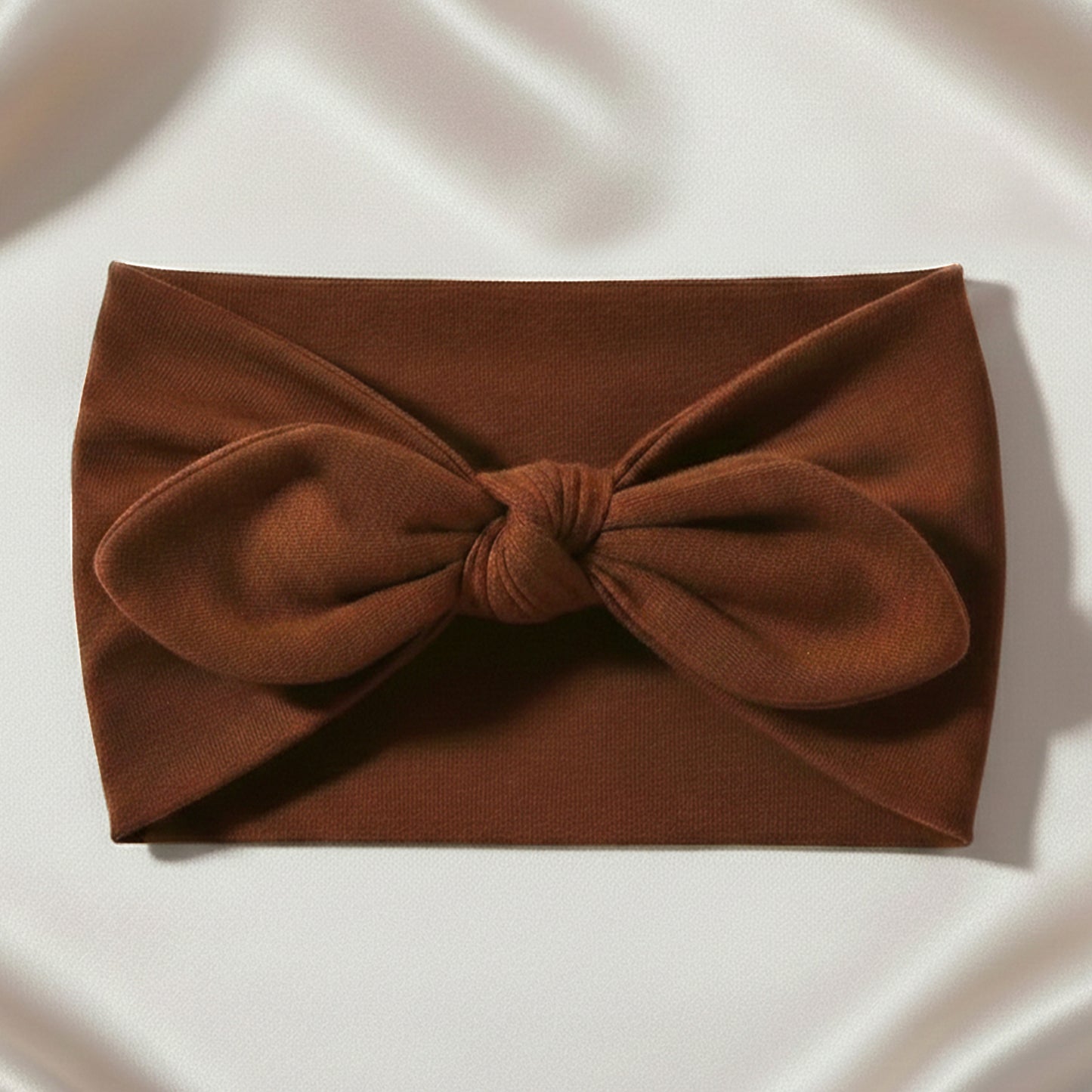 Bandeau Large à Nœud Papillon Effet Couture Marron Foncé
