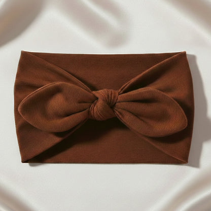 Bandeau Large à Nœud Papillon Effet Couture Marron Foncé