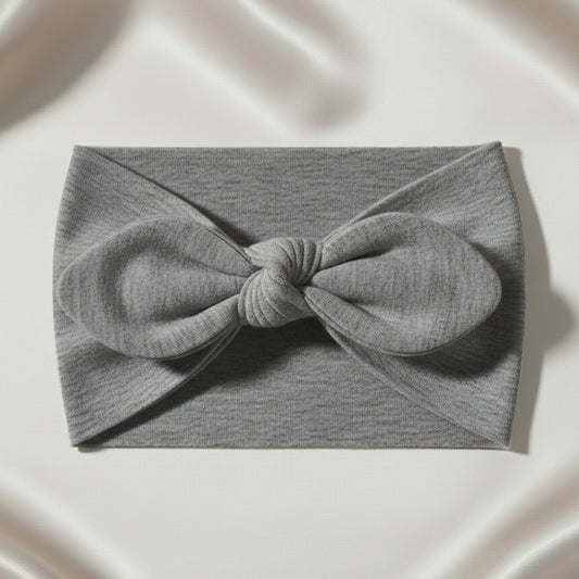 Bandeau Large à Nœud Papillon Effet Couture Gris Chiné