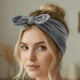 Bandeau Large à Nœud Papillon Effet Couture Gris Chiné
