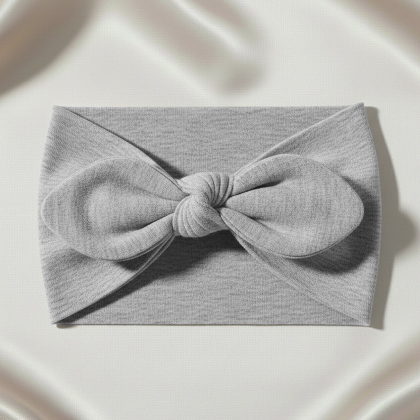 Bandeau Large à Nœud Papillon Effet Couture Gris Clair