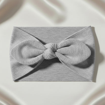 Bandeau Large à Nœud Papillon Effet Couture Gris Clair
