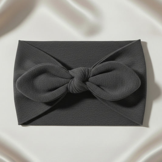 Bandeau Large à Nœud Papillon Effet Couture Gris Foncé