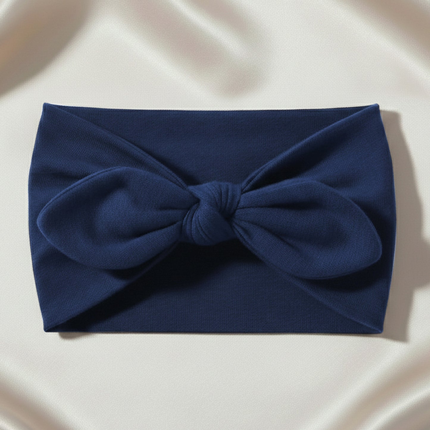 Bandeau Large à Nœud Papillon Effet Couture Bleu Marine
