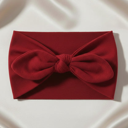 Bandeau Large à Nœud Papillon Effet Couture Bordeaux