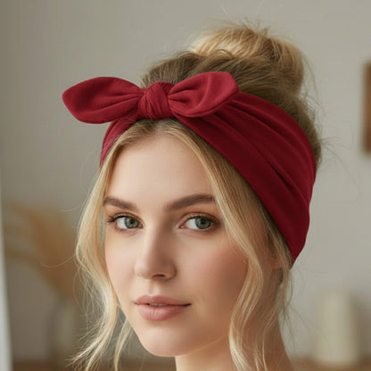 Bandeau Large à Nœud Papillon Effet Couture Bordeaux