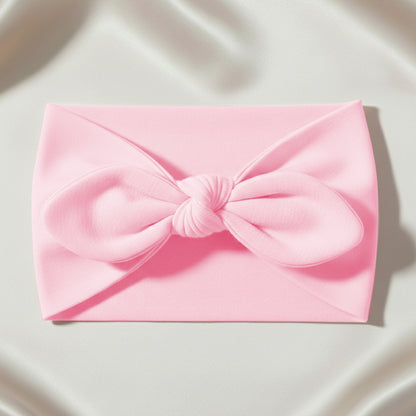 Bandeau Large à Nœud Papillon Effet Couture Rose