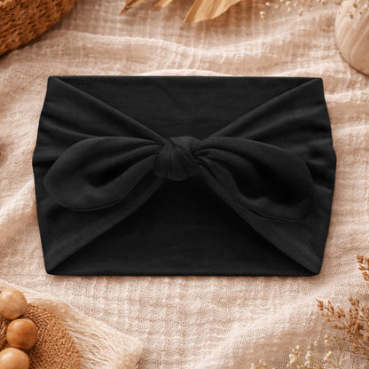 Bandeau Large à Nœud Papillon Effet Couture Noir
