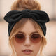 Bandeau Large à Nœud Papillon Effet Couture Noir