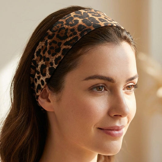Bandeau Large Imprimé Léopard Glossy Marron