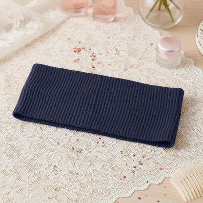 Bandeau Large Côtelé Mila en Coton Bleu Foncé