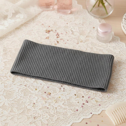 Bandeau Large Côtelé Mila en Coton Gris Foncé