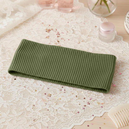 Bandeau Large Côtelé Mila en Coton Vert