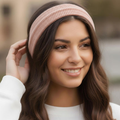 Bandeau Large Côtelé Mila en Coton Rose