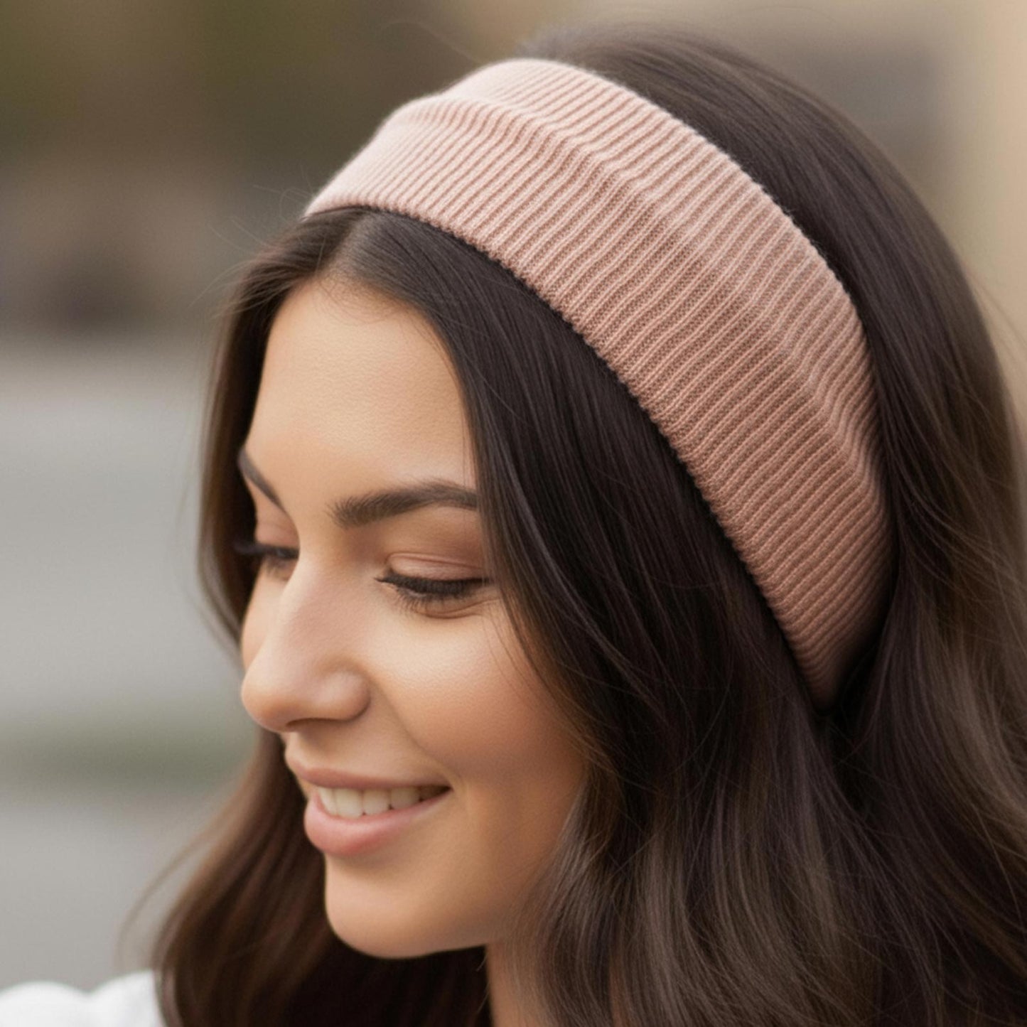 Bandeau Large Côtelé Mila en Coton Rose