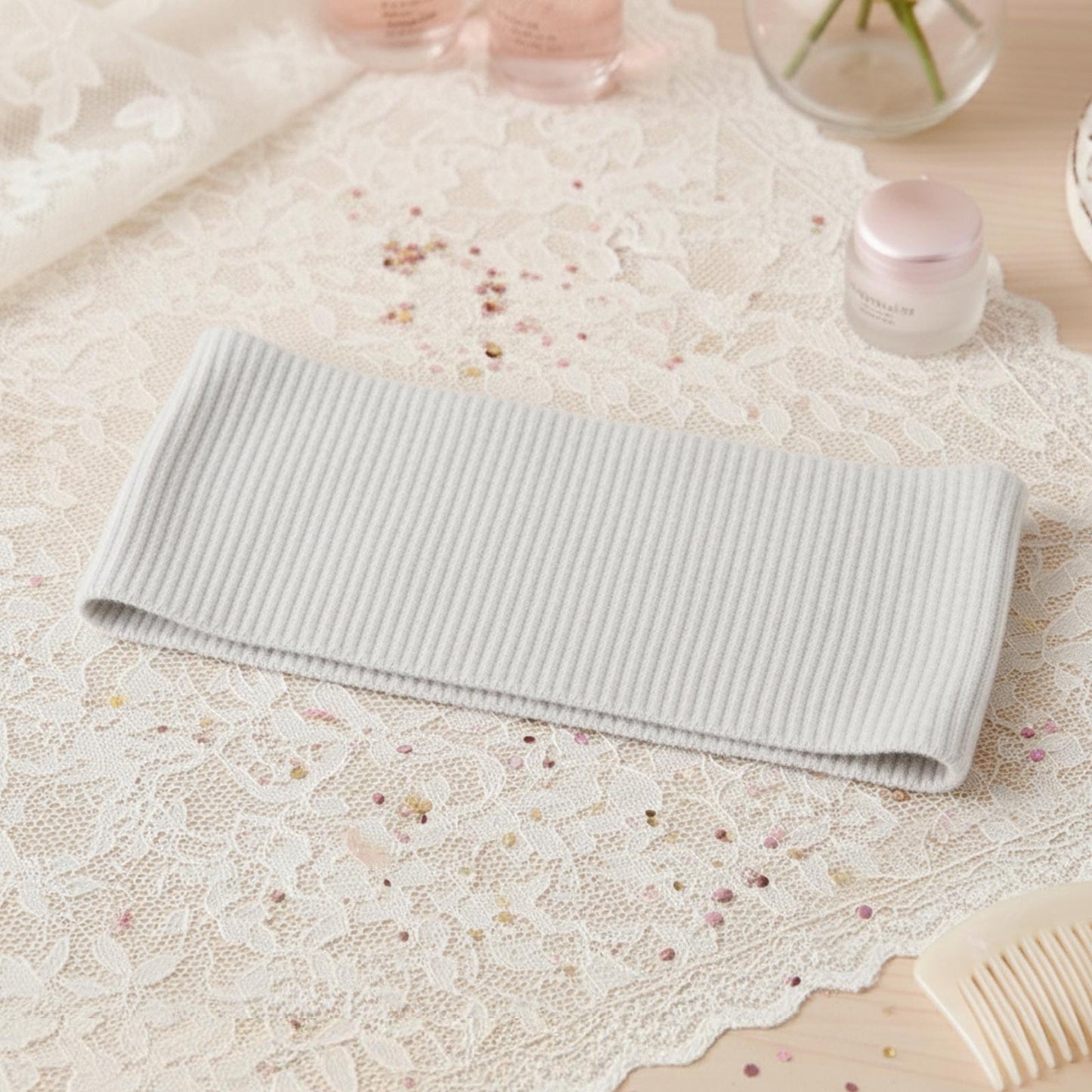 Bandeau Large Côtelé Mila en Coton Blanc