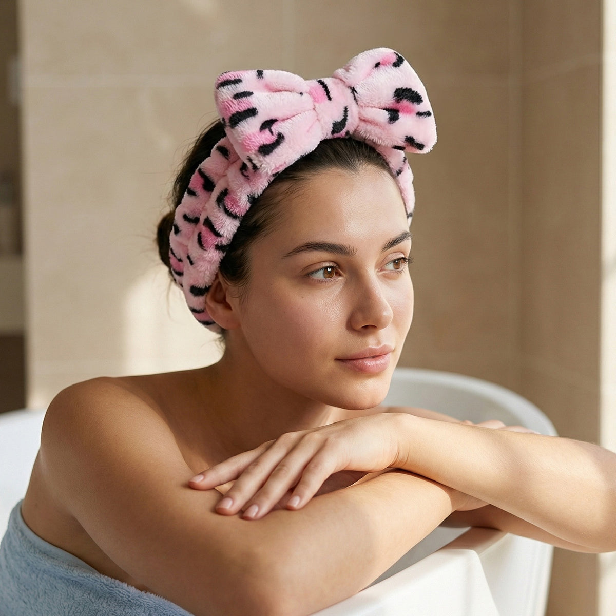 Bandeau Spa en Polaire Léopard Felicity Rose