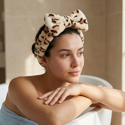 Bandeau Spa en Polaire Léopard Felicity Amande
