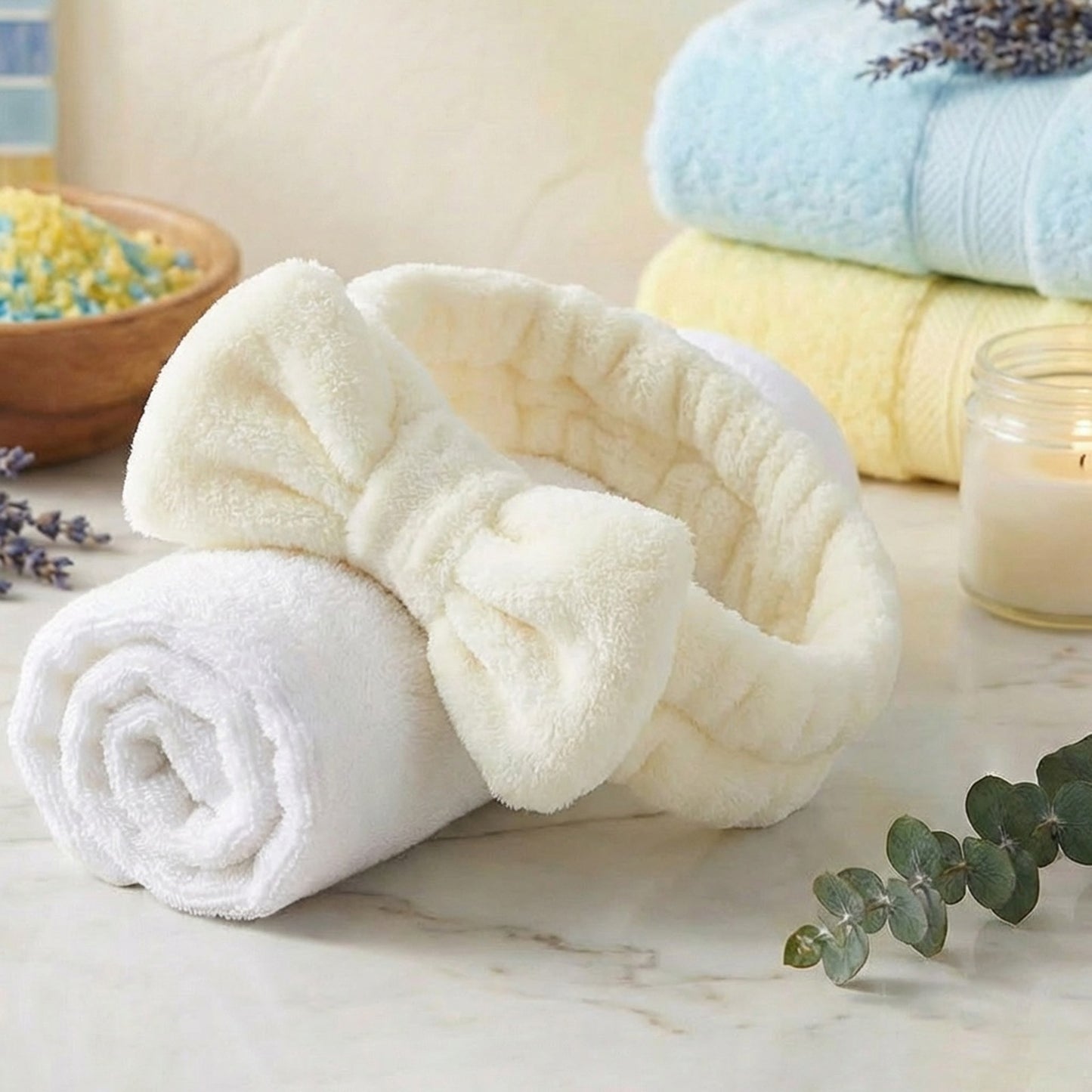 Bandeau Spa Harmony en Polaire Crème