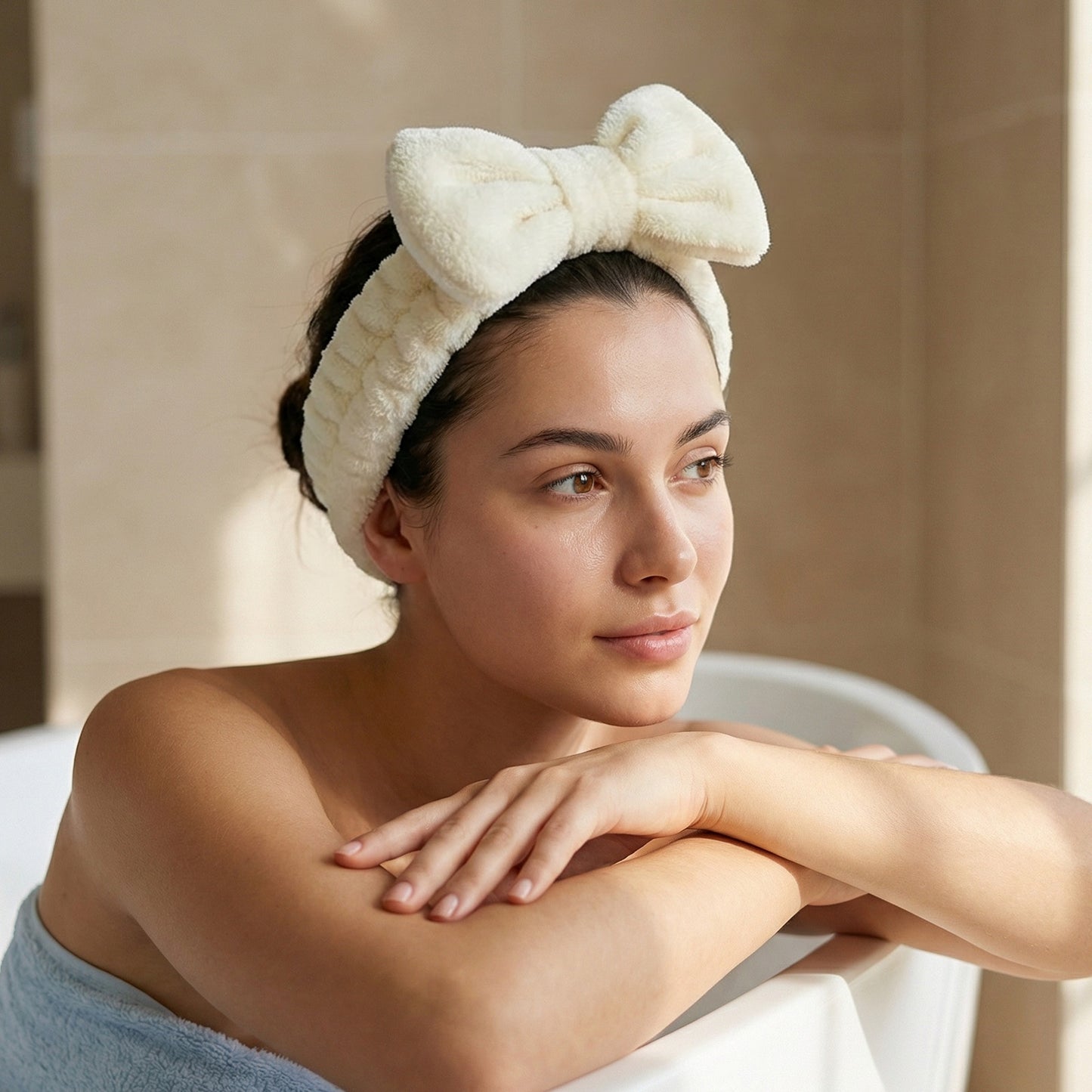 Bandeau Spa Harmony en Polaire Crème