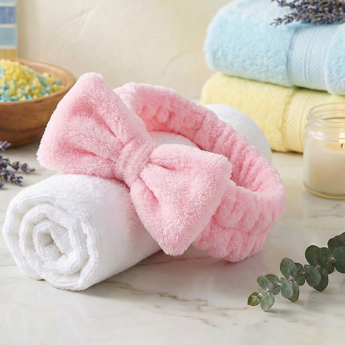 Bandeau Spa Harmony en Polaire Rose