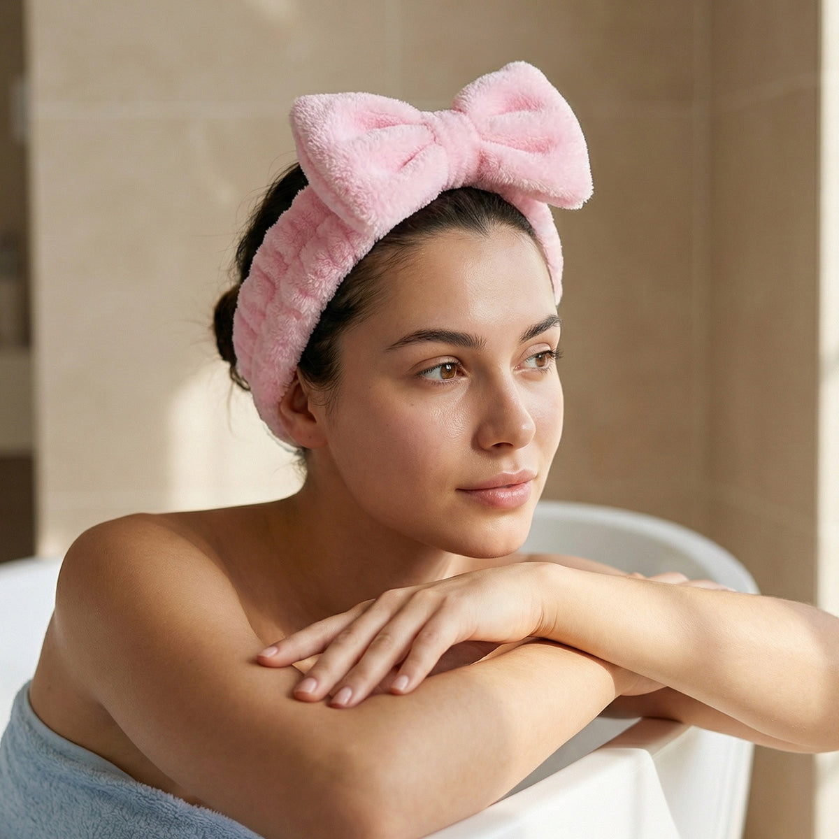 Bandeau Spa Harmony en Polaire Rose