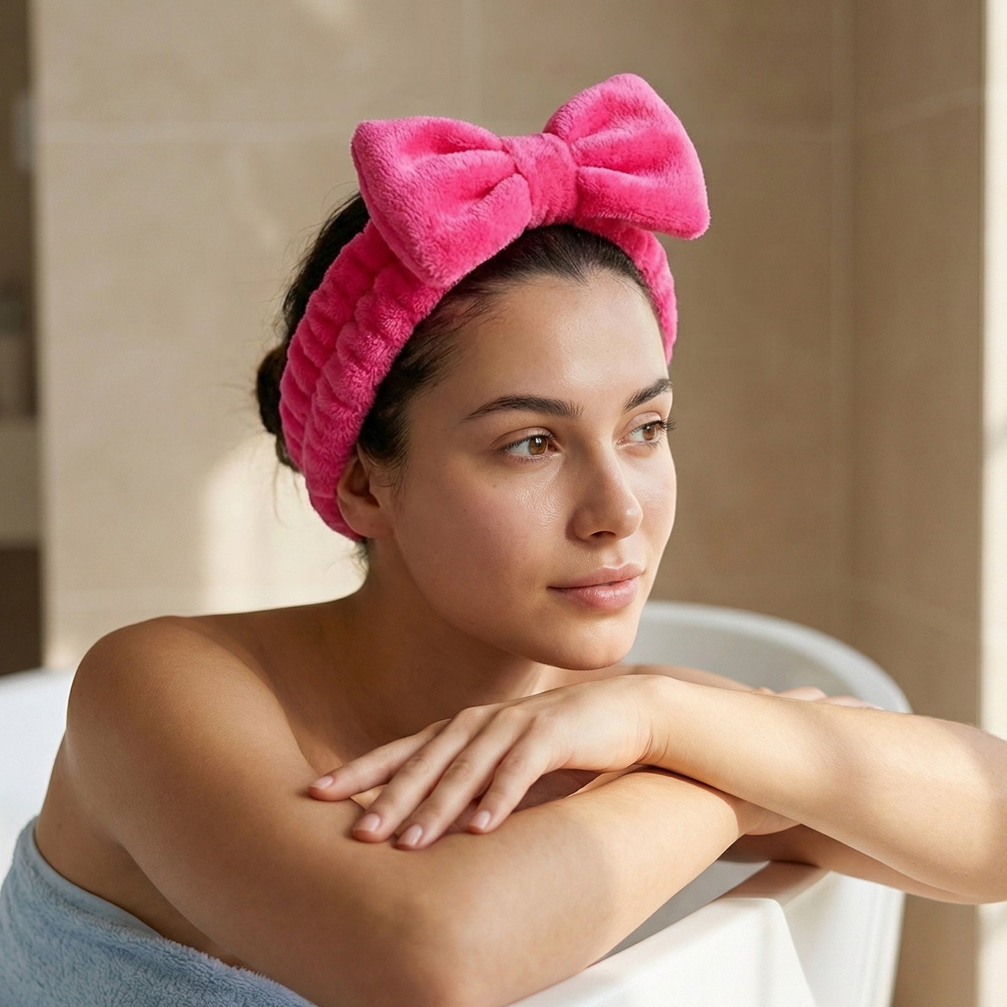 Bandeau Spa Harmony en Polaire Fuchsia