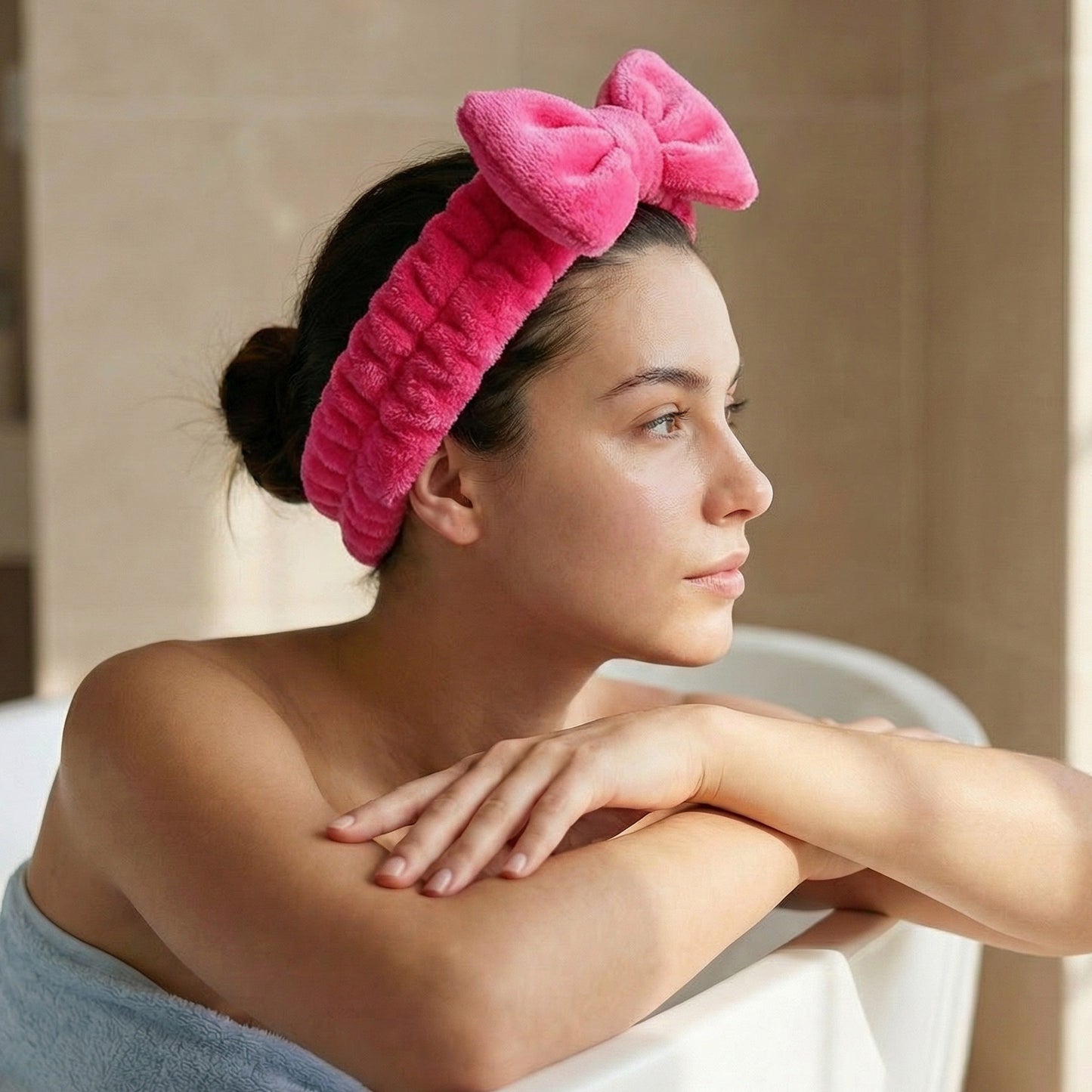Bandeau Spa Harmony en Polaire Fuchsia